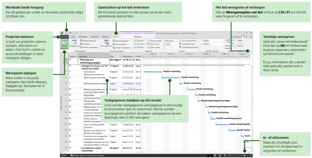 MS Project snelstartgids